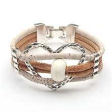 Load image into Gallery viewer, Cork Bracelet Love Heart Design-J and p hats -
