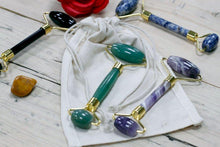Load image into Gallery viewer, Gemstone Face Rollers in a Pouch - J and p hats Gemstone Face Rollers in a Pouch