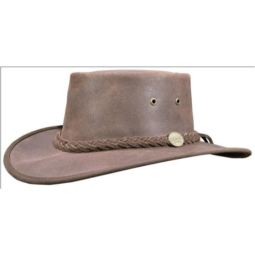 Leather Hat - Barmah Oiled Brown Leather Hat 1024-J and p hats -