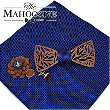 Load image into Gallery viewer, Paisley Wooden Bow Tie Handkerchief Set in A Presentation Box - J and p hats Paisley Wooden Bow Tie Handkerchief Set in A Presentation Box