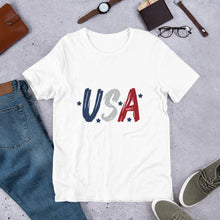 Load image into Gallery viewer, U S A 4th July America Americana American Pride Unisex Round neck T-Shirt - j and p hats